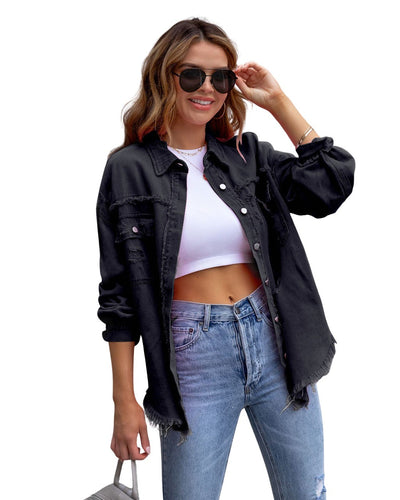 Maïane™ | Casual Shirt-Jacket with Frayed Edges