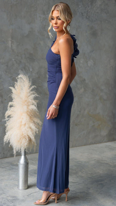 Serina | One-Shoulder Ruffle Mesh Maxi Dress