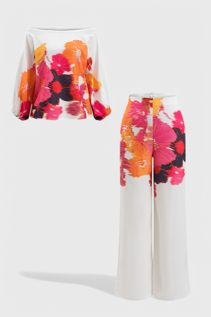 Sybella | Off-Shoulder 2 Piece Set with Wide-Leg Pants