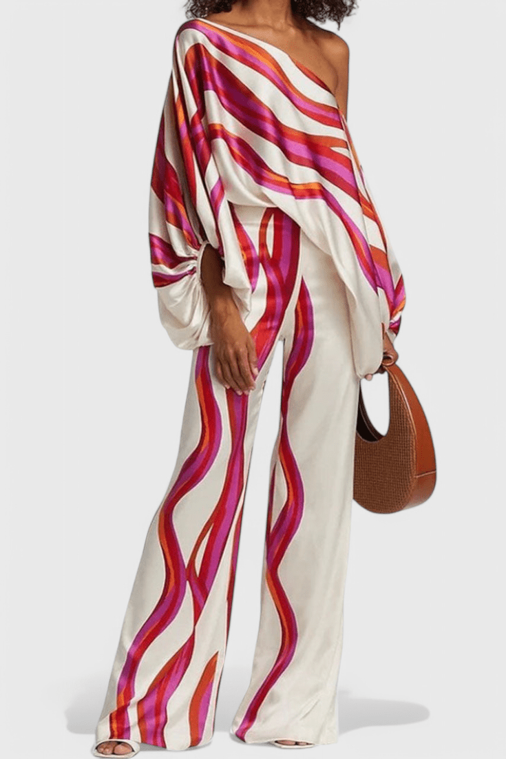 Sybella | Off-Shoulder 2 Piece Set with Wide-Leg Pants