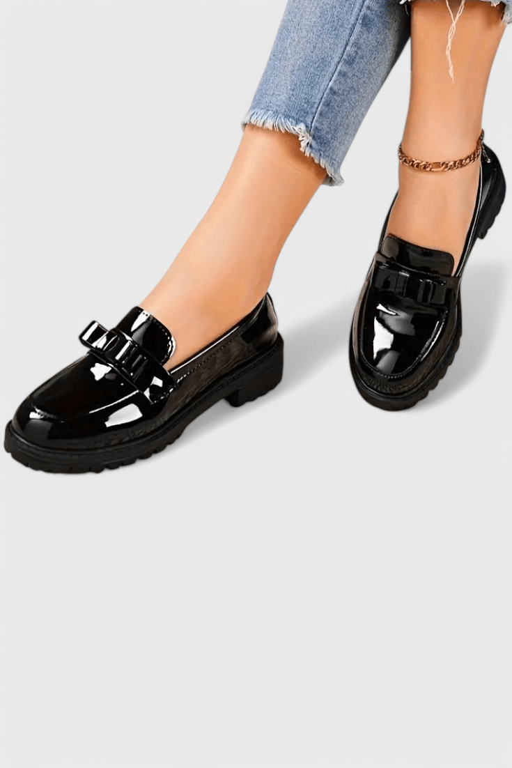 Zinnia | Bow Detail Block Heel Loafers
